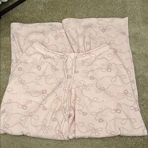 Hollister Pink Bow Gilly Hicks Baggy Cozy Waffle Pants